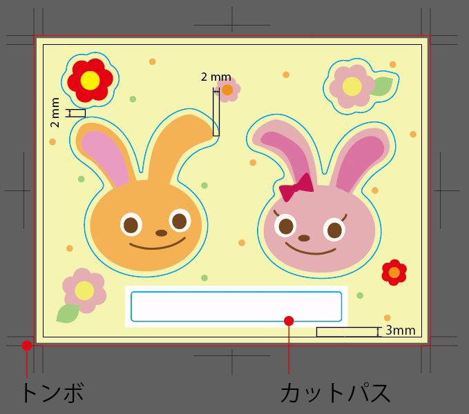 テンプレートハーフカットカットパス